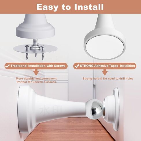 Magnetic Door Stoppers, Stainless Steel and Rubber Door Stops for Wall and Floor Mounting, No Drilling Door Stop with Adhesive Tapes, White, 2 Pack in Saudi Arabia