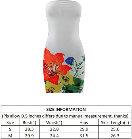 Women's Floral Tube Dress Strapless Midi Dress Flower Print Mini Dress for Women Flower Cami Dress Low Cut Bodycorn Dress in Saudi Arabia