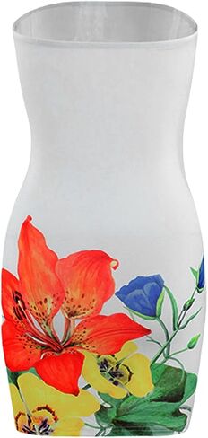 Women's Floral Tube Dress Strapless Midi Dress Flower Print Mini Dress for Women Flower Cami Dress Low Cut Bodycorn Dress in Saudi Arabia