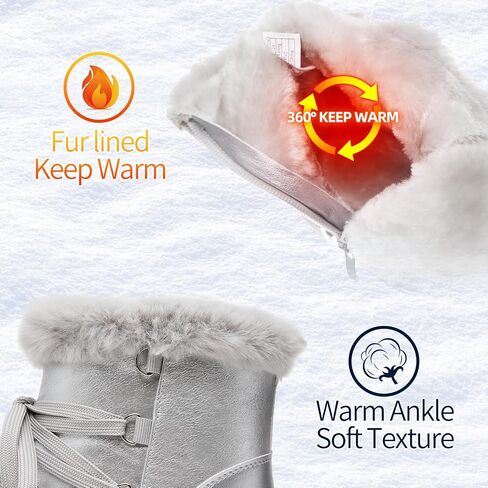 HYPOCRUTE Winter Boots for Women Fur Lined Snow Boots for Women Warm Comfortable Outdoor Ankle Boots Hiking Work Booties in Saudi Arabia