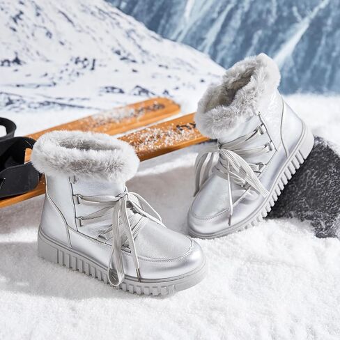HYPOCRUTE Winter Boots for Women Fur Lined Snow Boots for Women Warm Comfortable Outdoor Ankle Boots Hiking Work Booties in Saudi Arabia