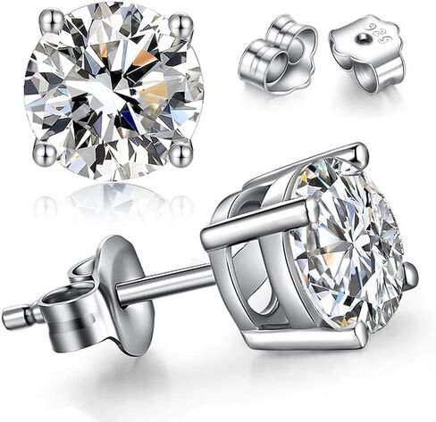 Moissanite Stud Earrings, 18K White Gold Plated 925 Sterling Silver Earring, 0.3-2.0 Carat Round Multicolor Lab Created Diamond,Men Women Jewelry in Kuwait