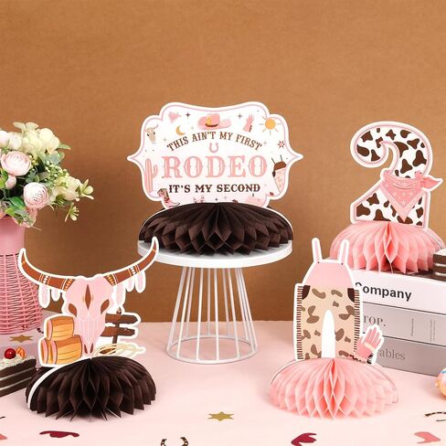 8pcs Cowgirl 2nd Birthday Decorations, 2nd Birthday Decorations for Girl Honeycomb Centerpieces, This Ain't My First Rodeo It's My 2nd Birthday Decorations Honeycomb Centerpieces in Saudi Arabia