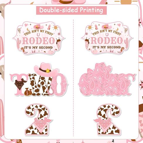 8pcs Cowgirl 2nd Birthday Decorations, 2nd Birthday Decorations for Girl Honeycomb Centerpieces, This Ain't My First Rodeo It's My 2nd Birthday Decorations Honeycomb Centerpieces in Saudi Arabia