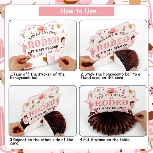 8pcs Cowgirl 2nd Birthday Decorations, 2nd Birthday Decorations for Girl Honeycomb Centerpieces, This Ain't My First Rodeo It's My 2nd Birthday Decorations Honeycomb Centerpieces in Saudi Arabia