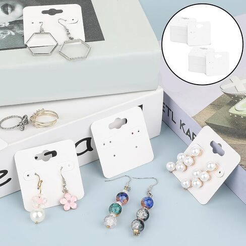 Hariendny 100 PCS White Earring Display Holder Cards 2" Earring Display Card for Display 6 Holes Blank Paper Cards Earring Cards Jewelry Display Cards for Hanging Earrings Jewelry Holder Cards in Saudi Arabia