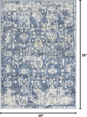 Rugs.com سجادة مجموعة أوريغون - 2' 2 × 3' سجادة زرقاء منخفضة الوبر مثالية لغرف المعيشة وغرف الطعام الكبيرة ومخططات الأرضيات المفتوحة in Kuwait