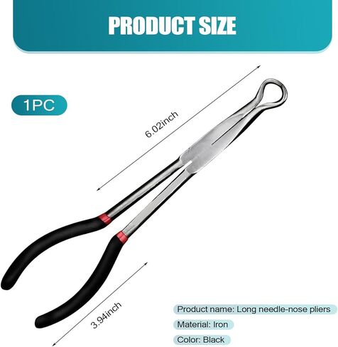 قطعة واحدة من أداة كماشة السيارة من النوع O، مقبض ممتد 11 بوصة، أداة فك قابس الإشعال الطويلة على شكل حرف O، مقبض مضاد للانزلاق للتمدد إلى مشبك خرطوم الرادياتير، عالمي للسيارات (أسود وفضي) in Kuwait