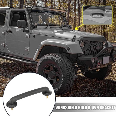 Unifizz Front Windshield Down Hood Handle Bracket Fit for Jeep Wrangler JK 1997-2018 for Wrangler TJ 1997-2006 Strap Hood Loop 55176422 Hood Latch Handle Cover in Saudi Arabia