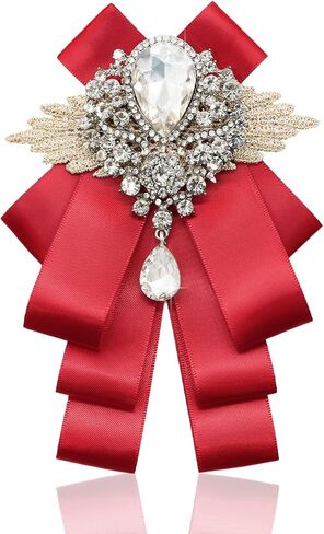 Mens Bow Tie, Black Navy Rhinestone Crystal Bow Tie for Women Men, Clip on Silk Ribbon Bowtie for Groom Banquet Dress in Kuwait