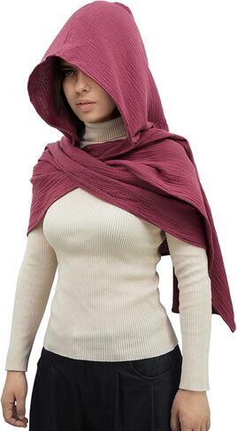 Women Men Fashion Shawl Scarf Cape | Multifunctional Hooded Cowl | Medieval Linen Cotton Cowl Hood |Vintage Goth Costume in Saudi Arabia