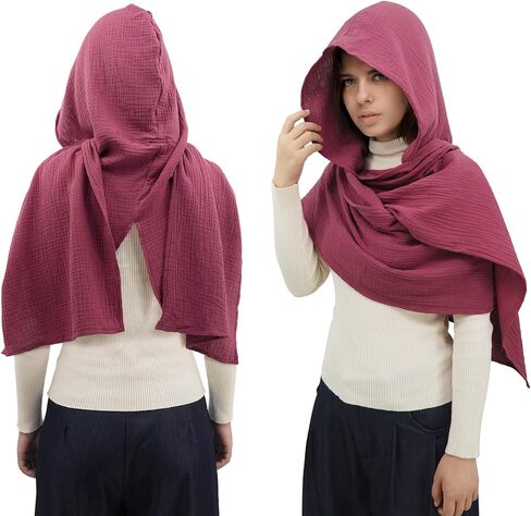 Women Men Fashion Shawl Scarf Cape | Multifunctional Hooded Cowl | Medieval Linen Cotton Cowl Hood |Vintage Goth Costume in Saudi Arabia