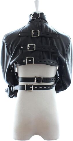 Leather restraint Body Harness Bondage Straight Jacket Adult Costume Hand Cross Arm Guard Sleeve, Novelty Fancy in Saudi Arabia