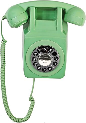 Wall Telephone, Corded Landline Phone for Home, Wall Mounted Retro Telephone, 1960s Old Fashion Antique Phones, Single Line Analog Trimline Phone with Loud Ringer for Seniors (Green) in Kuwait