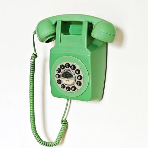 Wall Telephone, Corded Landline Phone for Home, Wall Mounted Retro Telephone, 1960s Old Fashion Antique Phones, Single Line Analog Trimline Phone with Loud Ringer for Seniors (Green) in Kuwait