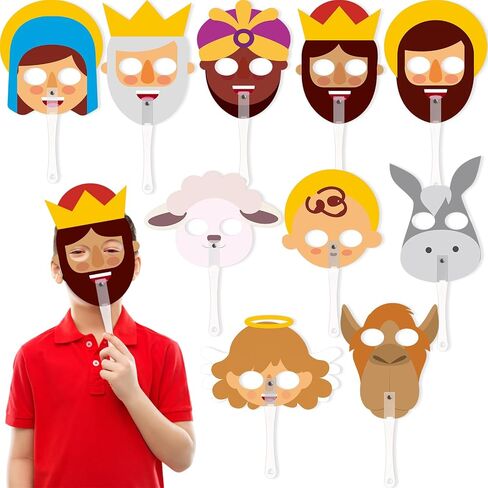 10 Pcs Nativity Story Masks Nativity Sets Nativity Play Set Sunday School Fun Activities Nativity Games Christmas Game Bible Toys Catholic Toys Jesus Toys Little People Nativity Gifts in Saudi Arabia