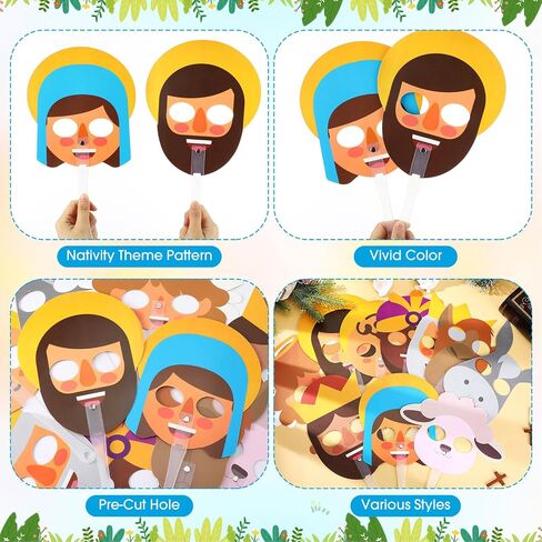 10 Pcs Nativity Story Masks Nativity Sets Nativity Play Set Sunday School Fun Activities Nativity Games Christmas Game Bible Toys Catholic Toys Jesus Toys Little People Nativity Gifts in Saudi Arabia