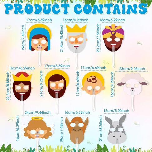10 Pcs Nativity Story Masks Nativity Sets Nativity Play Set Sunday School Fun Activities Nativity Games Christmas Game Bible Toys Catholic Toys Jesus Toys Little People Nativity Gifts in Saudi Arabia