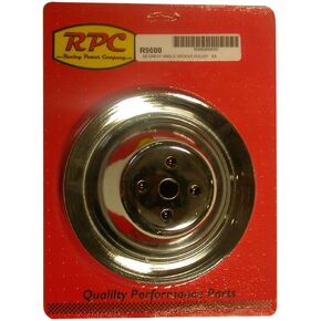 Company R9600 Chrome SWP Upper Single Groove Water Pump Pulley for Small Block Chevy