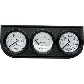 AUTO METER 2327 Autogage Mechanical Oil/Volt/Water Gauge with Black Console, 2.3125 in.