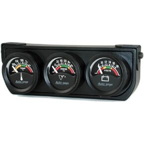 Auto Meter 2391 Autogage Electric Mini Oil/Volt/Water Gauge with Black Console 1.500 in.