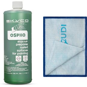 Ospho Metal Treatment Quart - Rust Converter for Metal Surfaces - Rust Remover for Cars, Boats, Trucks - Compatible with Most Vehicle Paints - Suitable for Indoor Use - Bonus Cleaning Towel