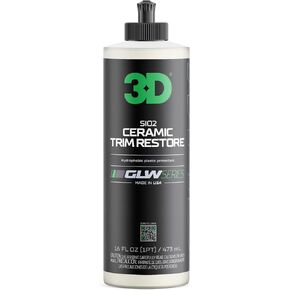 3D SiO2 Ceramic Trim Restore, GLW Series | Ultimate Hydrophobic Trim Reviver | SiO2 Infused Restoring, Shining, & Protecting | Restores Black Plastic & Vinyl | DIY Car Detailing | 16 oz