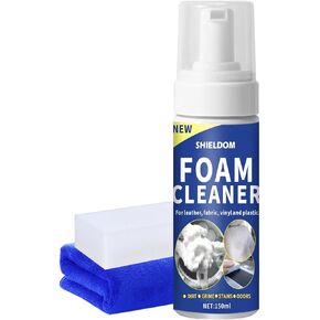 SHIELDOM Multifunctional Car Interior Foam Cleaner Multi Purpose Foaming Deep Cleaning for Auto and Home Remove Stain from Leather, Fabric, Carpet, Upholstery and Plastic - 5 oz / 150 ML