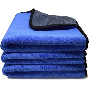 Microfiber Towels for Cars 3 Pieces 500 GSM polishing Cleaning Home, car and Motorbike - 12 x 12 Inches (30x30cm)