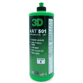 3D AAT 501 Cutting Compound - 1 Gallon - Step 1 Body Shop Cutting Compound - Fastest Leveler - Cuts P1000 or Finer - Low Dust, Easy Clean Up, True Paint Correction - Adaptive Abrasive Technology