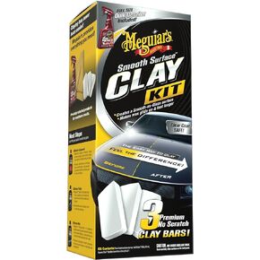 Meguiar’s G191700 Smooth Surface Clay Kit - Includes 180 Grams of Clay Bars, Quik Detailer Spray Bottle and Microfiber Towel