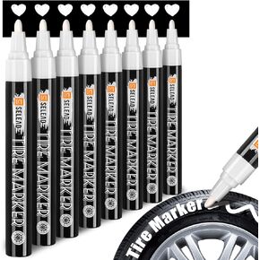 SELEAD Tire Marker White Red Yellow Blue - 8 Pack Paint Pens for Car Tires Lettering, Premium Professional Oil Based Waterproof Colored Permanent Markers