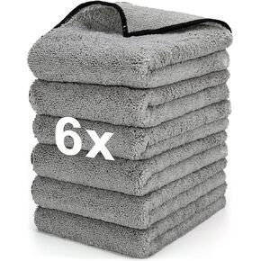 Microfiber Towels Blue for Cars - 6 Pack (15.7 x 15.7 inch), Micro Fiber Cleaning Cloth for Car Washing Drying & Auto Detailing, Strong Water Absorption Lint-Free Streak Free & Non-Streak