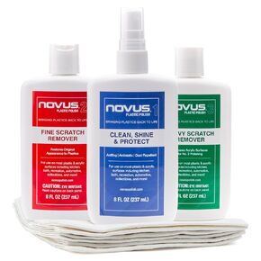 NOVUS-PK1-8OZ-PM | Plastic Clean & Shine #1, Fine Scratch Remover #2, Heavy Scratch Remover #3, and Extra Polish Mates Pack | 8 Ounce Bottles