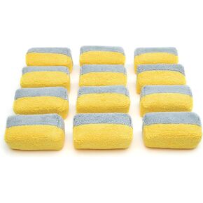 Autofiber [Saver Applicator Terry] Ceramic Coating Applicator Sponge | 12 Pack | with Plastic Barrier to Reduce Product Waste. (Blue/Gray, Mini)