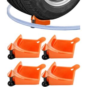 Car Hose Guide 4PCS, Hose Guide for Car Wash Detail, Tire Hose Roller Preventing Pressure Washer Hose from Stuck and Snagging Car Wash Tool for SUV Pickup Truck RV ATV Motorcycle (Black)