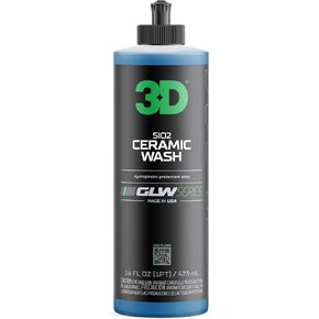3D SiO2 Ceramic Wash and Wax Soap, GLW Series | Hyper-Glide Hydrophobic Formula | Ultimate Dirt & Contaminant Eliminator | Protects Paint | DIY Car Detailing | 64 oz