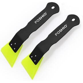 FOSHIO 2 Pack Small Squeegee for Vinyl, Stainless Steel Handle Mini Squeegee for Mirror Shower Glass Door Window Cleaning, Car Light, Bumper Vinyl Wrap Window Tint Kit