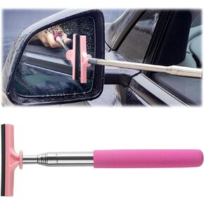 vvag Car Rearview Mirror Wiper, 8cm Brush head-98cm Telescopic Auto Mirror Squeegee, Water Cleaner with Telescopic Long Rod, Universal Automotive Accessories (Black)