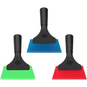 Window Tint Squeegee(3-Pack),Auto Water Blade, Water Wiper,WRubber Squeegee 5 inch,with No-Slip Handle, for Car Windshield Window, Mirror, Glass Door(Blue+Green+Red)