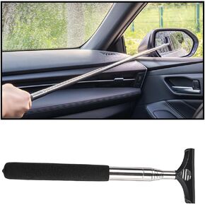 Car Rearview Mirror Wiper, Telescopic Squeegee for Auto Glass, Portable Water Cleaner with Retractable Long Rod, Mini Automotive Cleaning Tool, Universal for All Vehicles (Black)