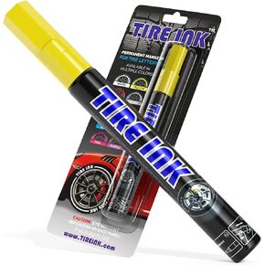 | Paint Pen for Car Tires | Permanent and Waterproof | Carwash Safe (1 Pen, Yellow)