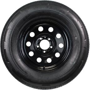 eCustomRim Radial Trailer Tire On Rim Rainier ST205/75R15 15X5 5-4.5 Black Modular Wheel - 6 Year Warranty w/Free Roadside