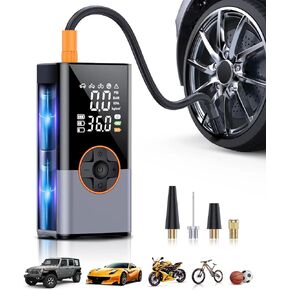 Tire Inflator Portable Air Compressor, 2X Faster Portable Air Pump with 25000mAh Battery, 150PSI Cordless Air Pump for Cars, Bike & Motorcycle Tires, Ball