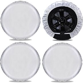 Moonet Tire Covers for RV Wheel (4 Pack Black), 4 Layer Oxford Waterproof UV Sun Protectors for Motorhome Boat Trailer Camper Van SUV, D66cm x H28cm for Diameter 24"-26"