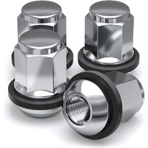 White Knight M12x1.5 Thread Lug Nuts for OEM Wheels - 4 Chrome Honda/Acura Lug Nuts with Washer - Radius Seating - Carbon Steel for Durable Construction & Easy Installation - 1907WR-4
