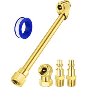 EVOULTES 2-Way Connection Air Chuck Set, Heavy Duty Dual Head Air Chuck with Closed Ball Tire Chuck & 1/4 Inches NPT Male Quick Plug, Tire Air Fill Kit for Tire Inflator Gauge and Air Compressor