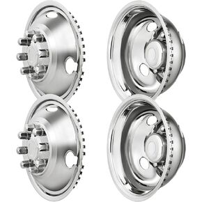 LMYYGOO 16" 8 Lug Wheel Simulators Stainless Steel,Snap on Style Design Hubcaps Cover Fits 1974-2000 Chevy GMC 3500; 1974-1998 Ford F350; 2008-2021 E350/E450 Van; 1974-1999 Dodge Ram 3500