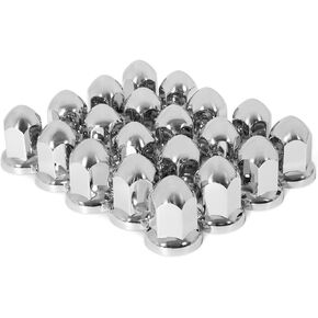 40Pcs Lug Nut Covers 33mm Bullet Flanged ABS Chrome Plastic Anti-Rust Push-on Nut Cover Caps for Semi Trucks