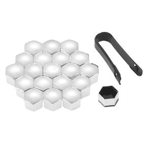 20Pcs Silver Universal Anti-Rust 21mm Chrome Glossy ABS Auto Trim Tyre Wheel Nut Screw Bolt Protection Covers Caps Car Styling